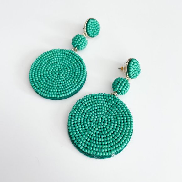 J. Crew Factory Jewelry - J. Crew Factory Large Circle Beaded Statement Earrings (Emerald Island)